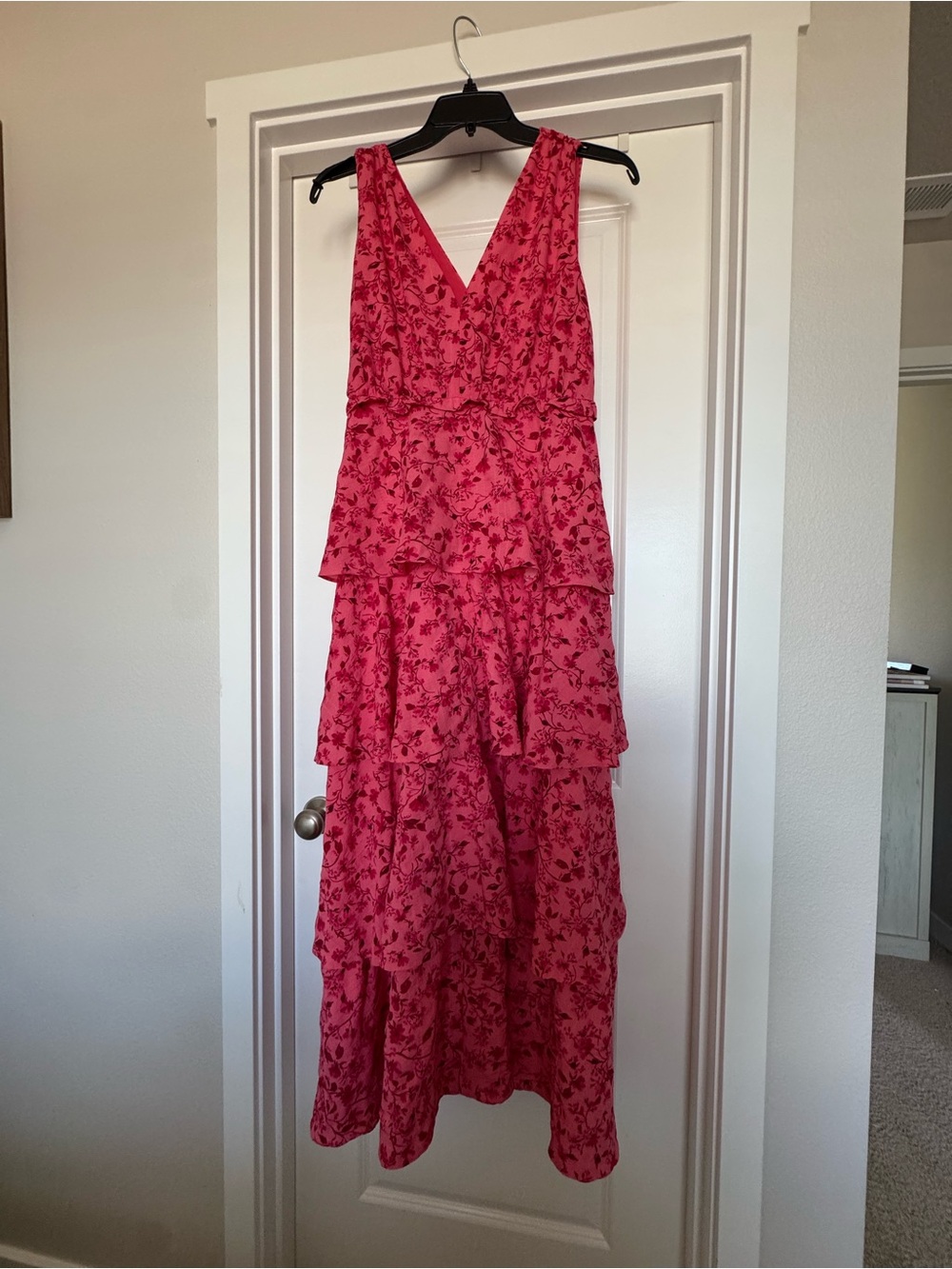 Chelsea28 Fuchsia Pink Floral Tiered Maxi Dress